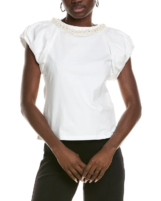 Gracia Embellished T-Shirt Lace Blend Ribbed Blend Corduroy Blend