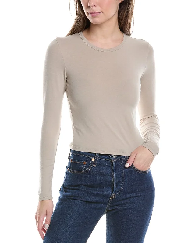 James Perse Cropped Sport T-Shirt Chenille Blend Fleece Blend Nylon Blend