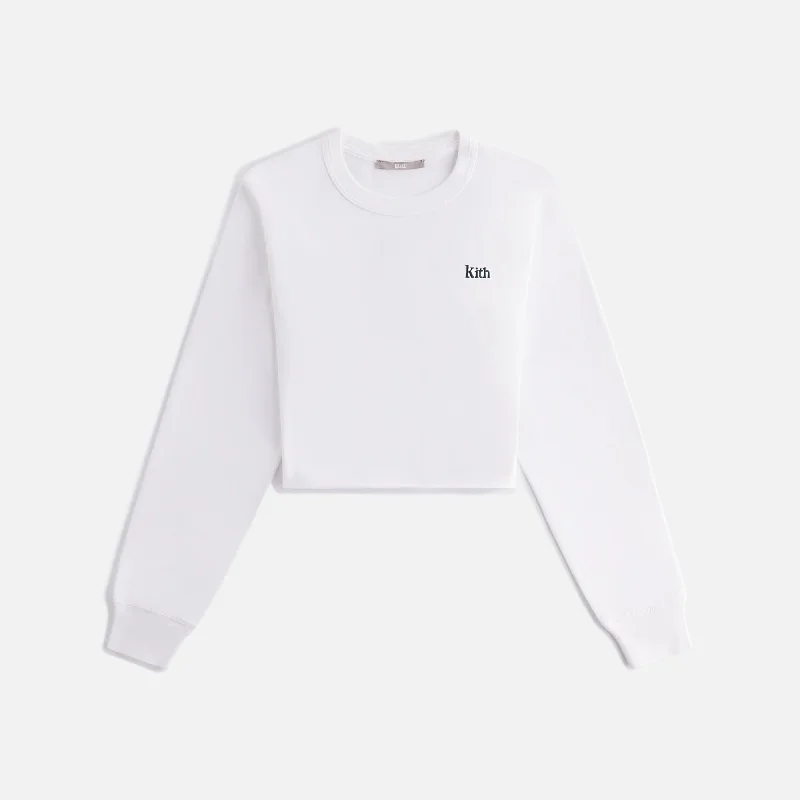 Kith Women Lucy II Cropped Long Sleeve Tee - White Real Fur Shearling Chenille
