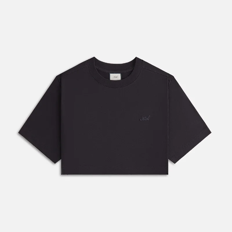 Kith Women Fei Cropped Tee - Black Cozy Warm Stylish
