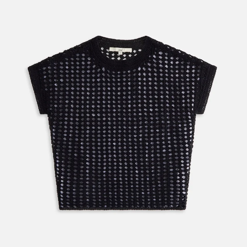 Kith Women Rhea Knit Tee - Black Hooded Caped Shawl Collar