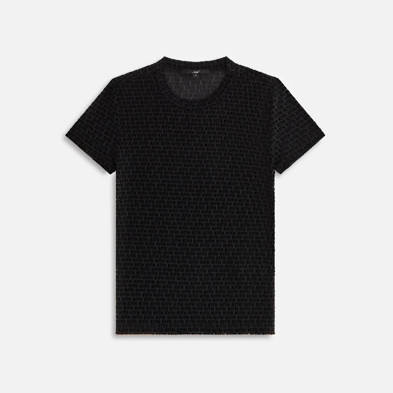 Kith Women Mulberry IV Monogram Mesh Tee - Black Spandex Blend Rayon Blend Denim Blend