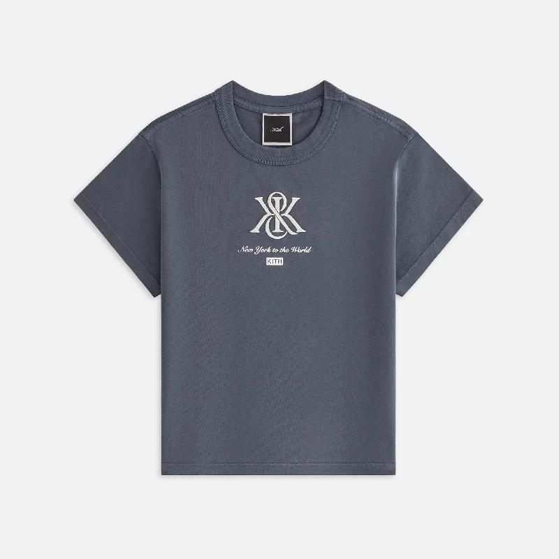 Kith Women Mulberry Crest Vintage Tee - Nocturnal Notch Collar Peter Pan Collar Cowl Neck