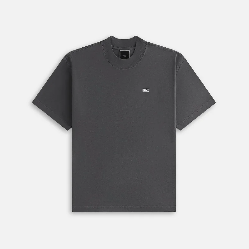 Kith Women Mock Neck Vintage Sueded Tee - Black Oversized T-Shirt Spandex breathable