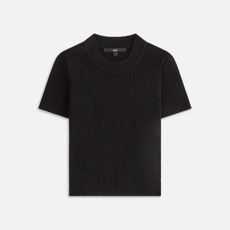 Kith Women Arys Monogram Pointelle Tee - Black Print Jacquard Patchwork