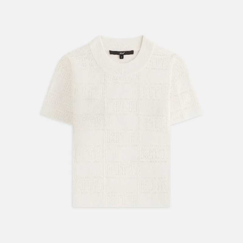Kith Women Arys Monogram Pointelle Tee - Muslin Striped Floral Plaid