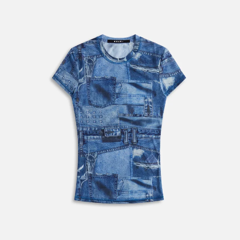 Ksubi Studio Mesh Tee - Denim Satin Blend Silk Blend Wool Blend