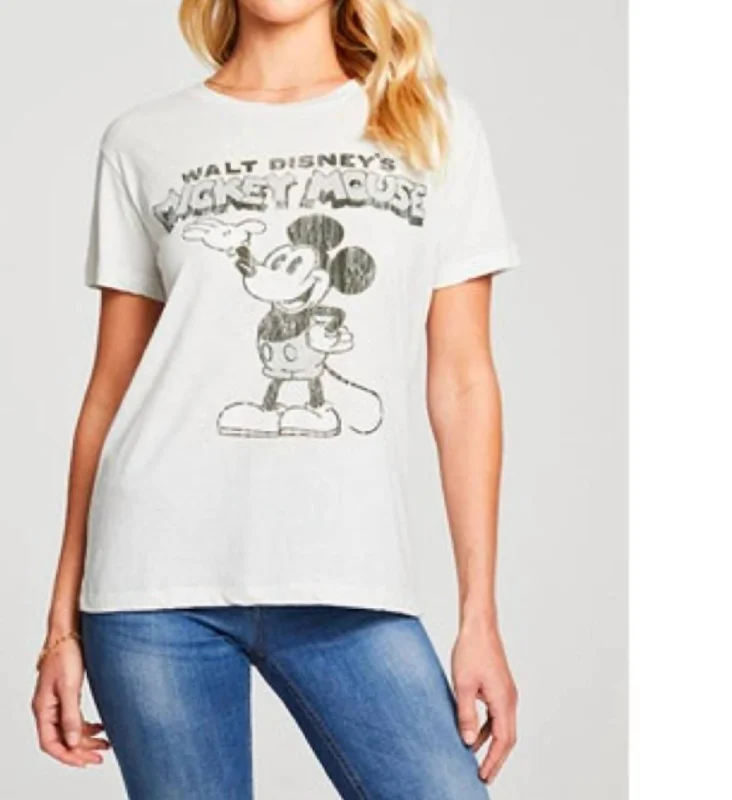 Mickey Mouse Recycled Vintage Tee In Off White Fleece Nylon Spandex
