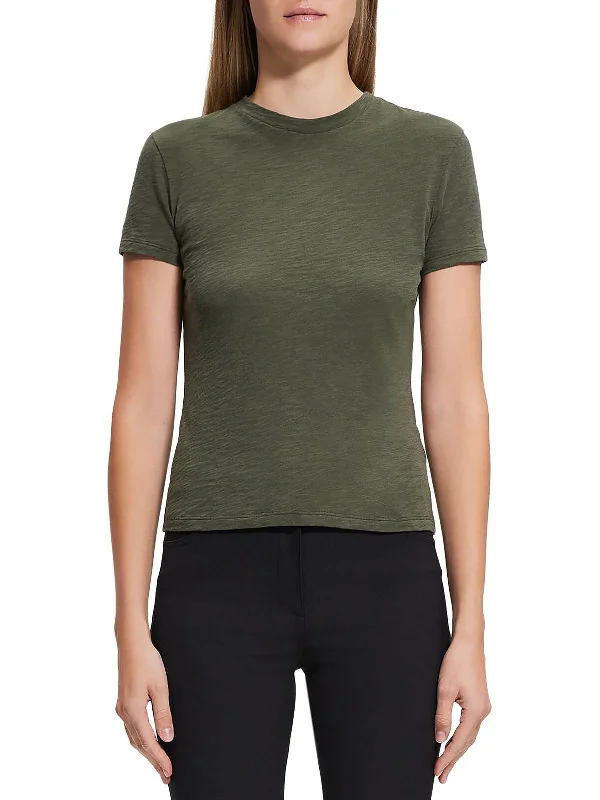 Nebulous Pure Womens Crew Neck Slub T-Shirt Houndstooth Herringbone Solid