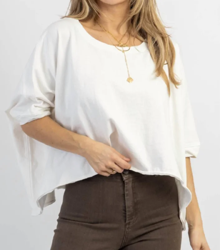 New Horizon Raw Cut Tee In White Mesh Blend Leather Blend Suede Blend