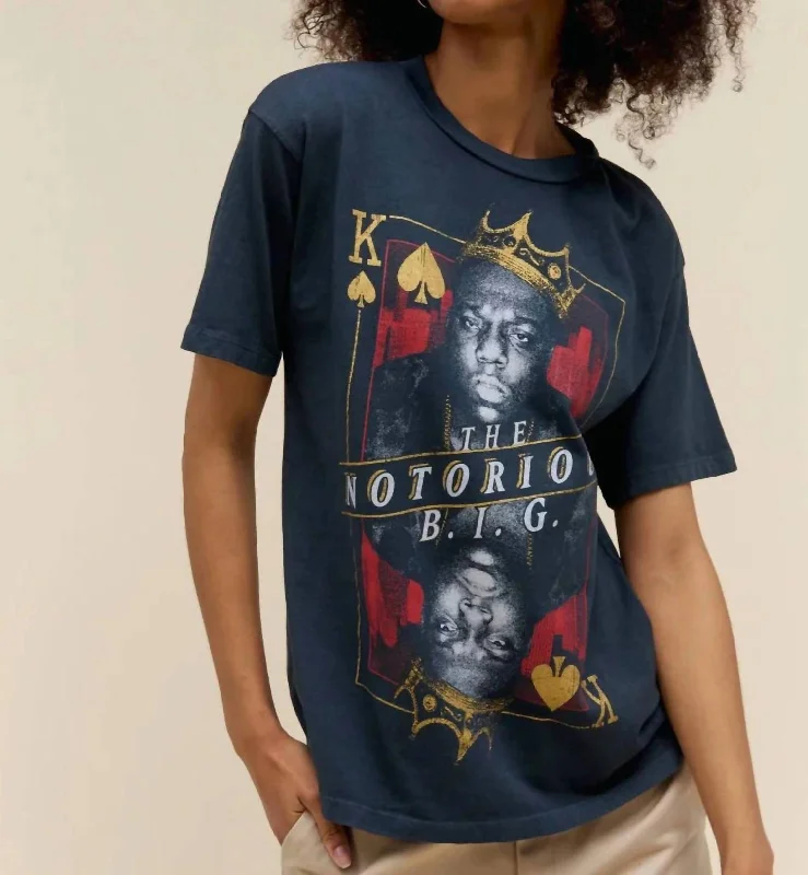 Notorious B.i.g King Of Spades Weekend Tee In Black Beaded Sequined Faux Fur