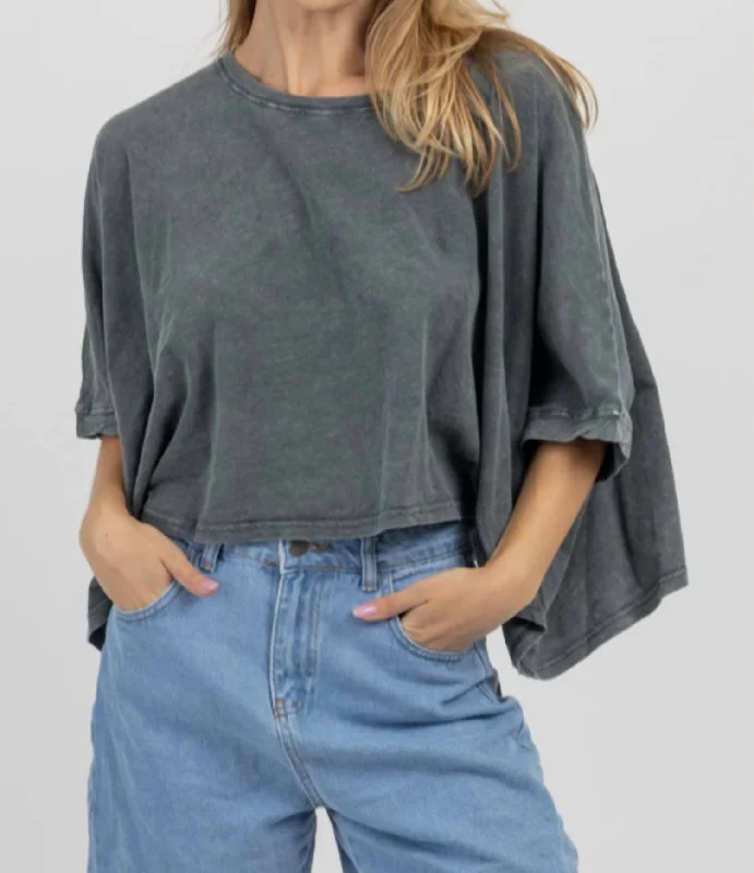 On The Daily Tee In Charcoal Polka Dot Checkered Tartan