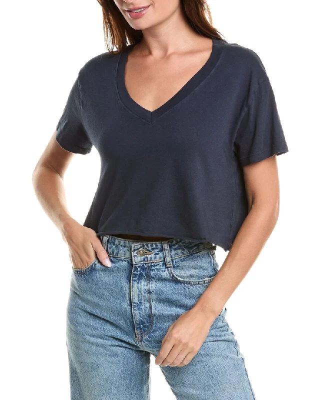 perfectwhitetee Cropped T-Shirt Hooded Caped Shawl Collar