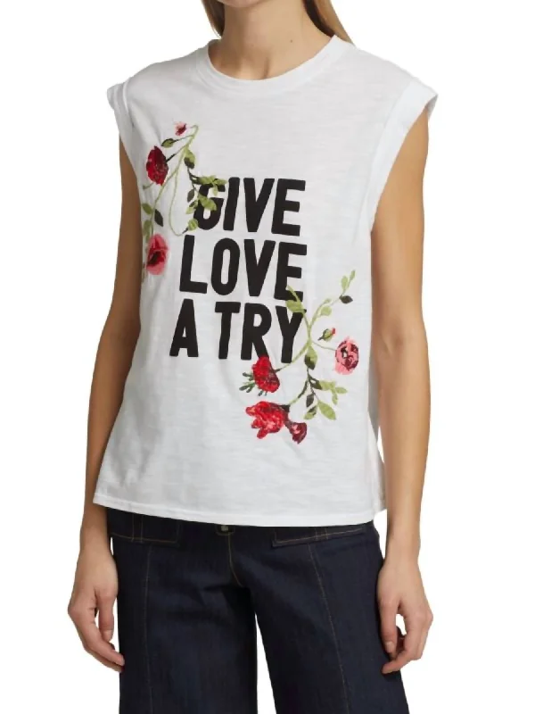 Poppy Bella Tee In White Multi Lace Blend Ribbed Blend Corduroy Blend