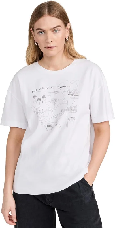 rag & bone Women's Mica City Tee, White Boxy Fit Fitted Loose
