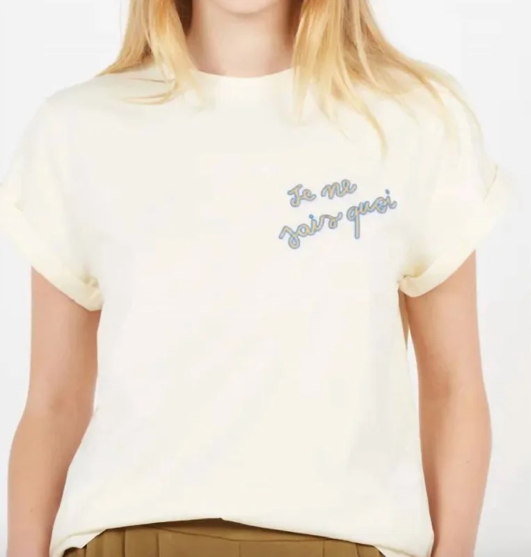 Savoir T-Shirt In Off White Graphic Embroidered Appliqued