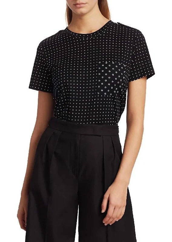 Slam Mixed Dot T-Shirt In Black Beaded Sequined Faux Fur