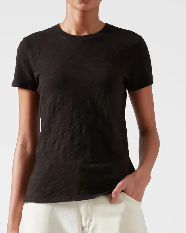Slub Jersey Crew Neck Tee In Black Chenille Blend Fleece Blend Nylon Blend