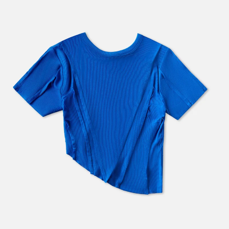 Sami Miro Vintage Asymetric Short Sleeve Tee - Sapphire Casual Formal Business