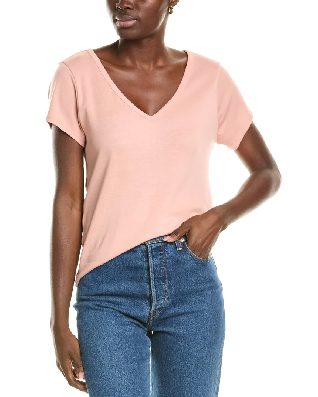 Splendid V-Neck T-Shirt Jersey Fabric Tulle Fabric Batik Fabric