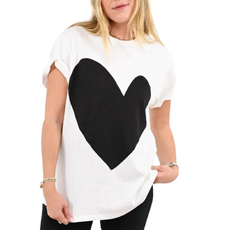 The I Heart Tee Imperfect Heart In White Zippered Front Buttoned Front Snap Front