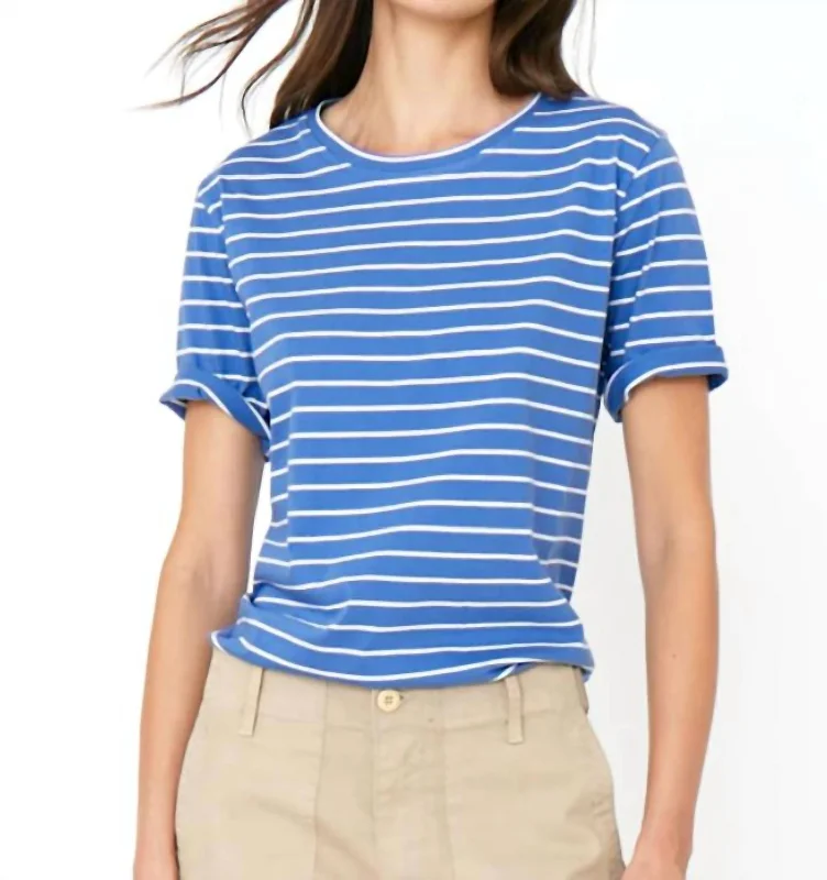 The Modern Tee In Denim/white Mesh Blend Leather Blend Suede Blend