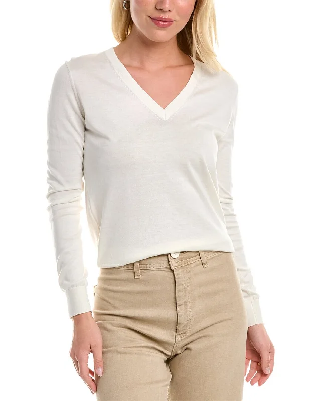 Theory V-Neck Silk-Blend T-Shirt Nylon Fabric Polyester Fabric Spandex Fabric