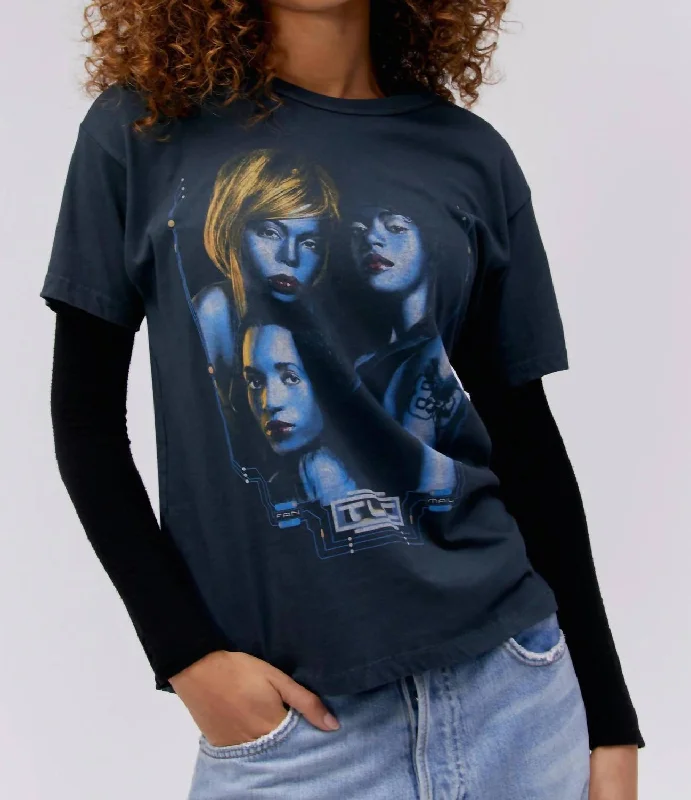 Tlc Fanmail Circuit Board Tee In Black Beaded Sequined Faux Fur