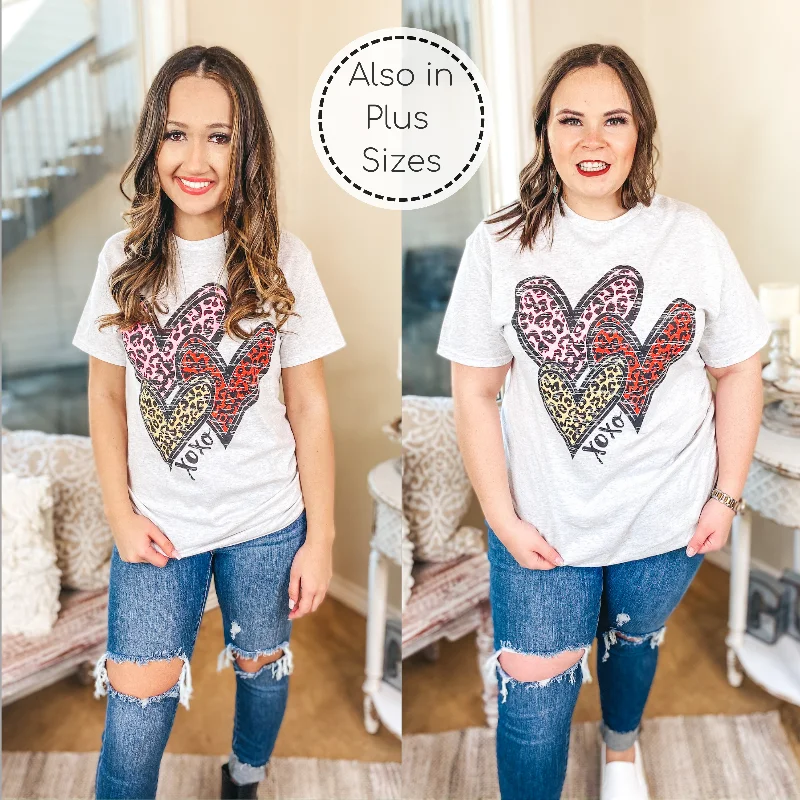 Wild Hearts Leopard Multi Graphic Tee in Heather Grey Denim Fabric Leather Fabric Suede Fabric