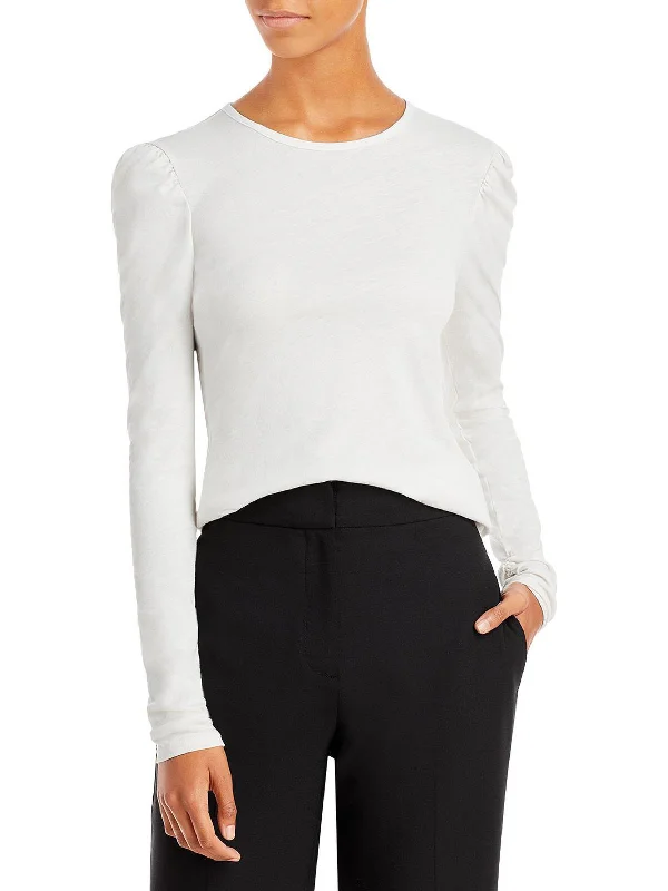 Womens Knit Crewneck T-Shirt Boxy Fit Fitted Loose