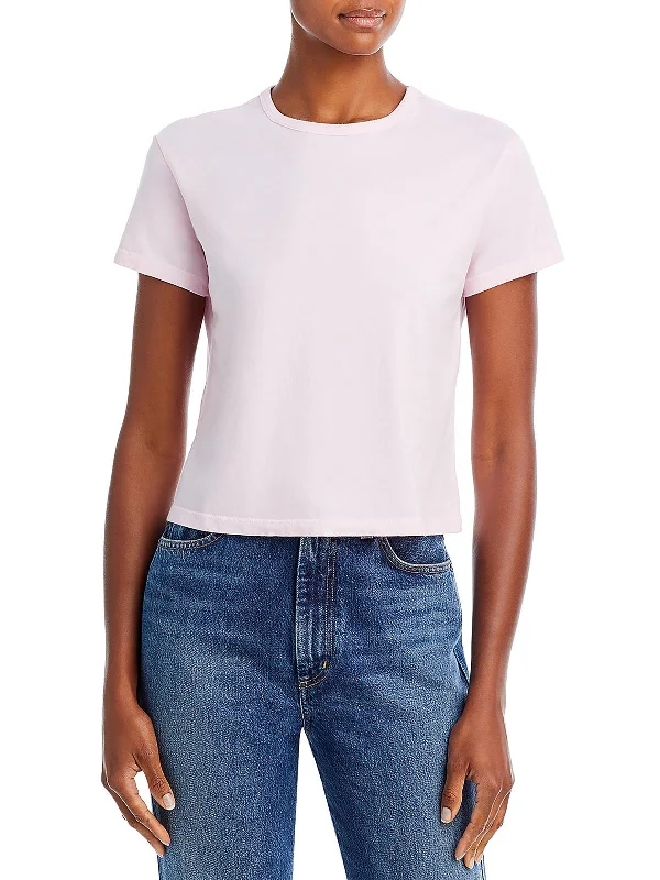 Womens Solid Vintage T-Shirt Ribbed T-Shirt High Neck Heavyweight