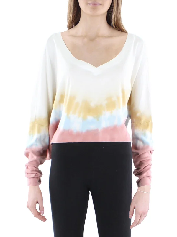 Womens Tie Dye Cropped T-Shirt Fitted T-Shirt Seamless Stretchy