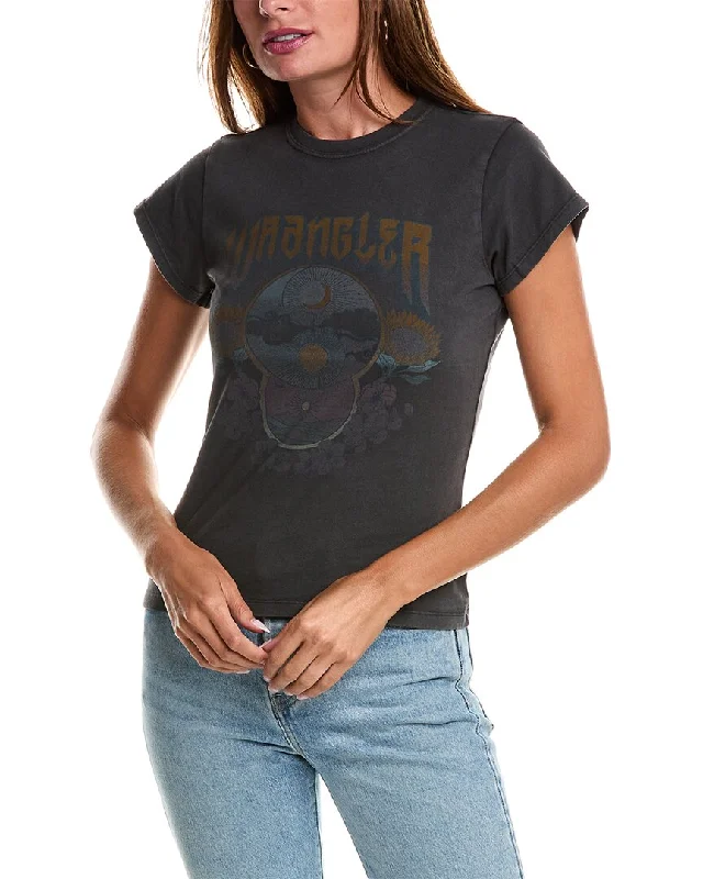 Wrangler Shrunken Band Graphic T-Shirt Fleece Fabric Down Fabric Feather Fabric