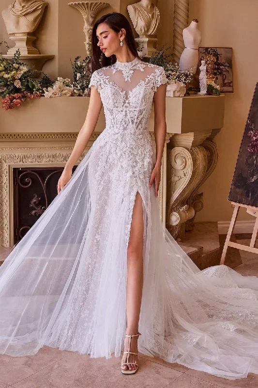 Andrea And Leo -WL035 High Neck Laced Tulle Bridal Dress