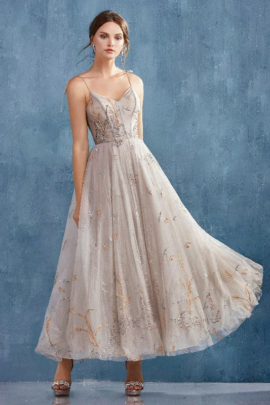 **Ethereal Grace: Bird-Embroidered Gown for Unforgettable Occasions**