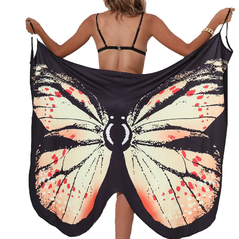 Factory Ready to ship Women Sexy Butterfly Printed Beach Sarong Resort Dress Cover Up