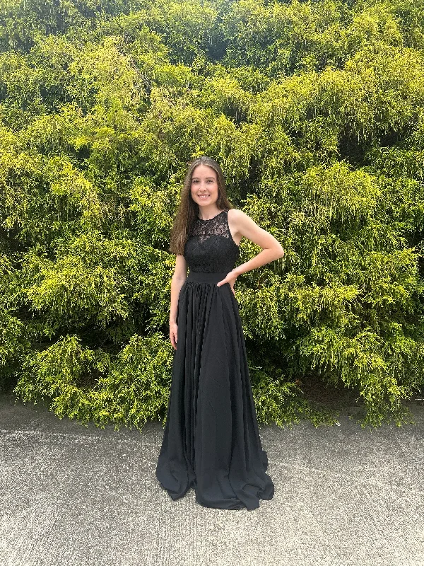 Abby Paris by Lucci Lu 93065 Black Lace and Chiffon Dress