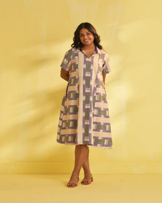 Purple Cloud Handwoven Ikat Dress