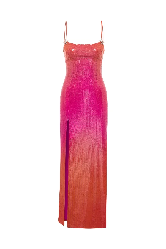 SEQUINED SLIT DRESS IN SUMMER GRADIENT