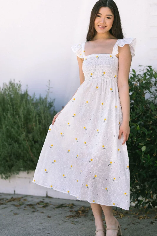Sophia Smocked Embroidered Dress