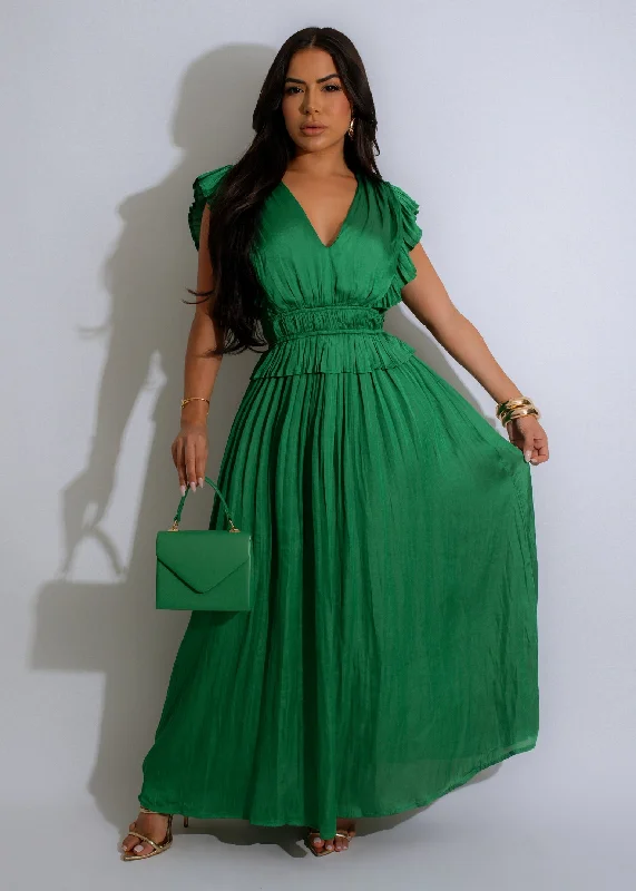 Amazing Cascade Maxi Dress Green Chic Summer Maxi Dress