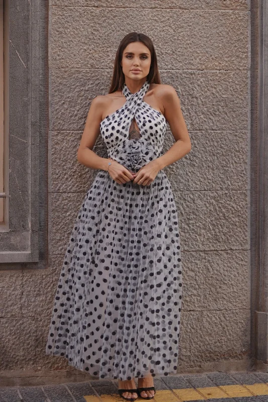 Blake Maxi Dress in Polka Dot Stylish Longline Maxi Dress