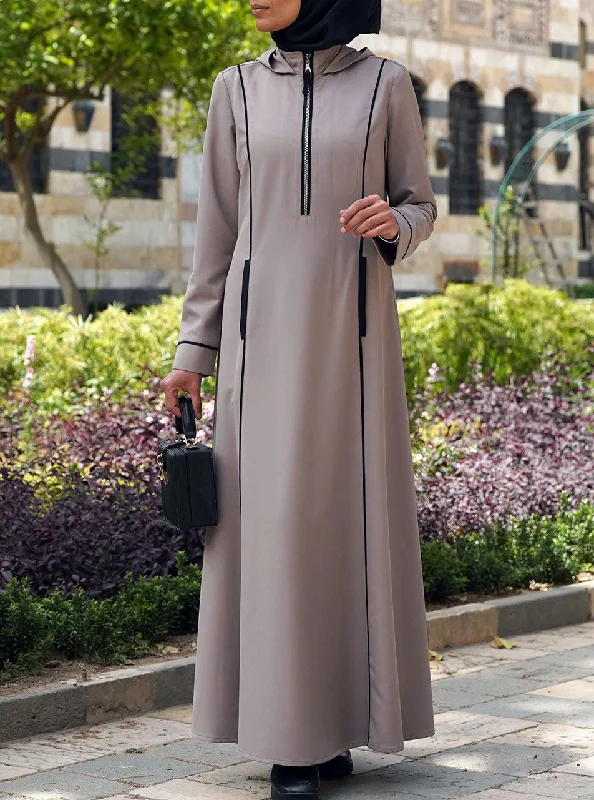 Black Trim Hooded Maxi Dress Elegant Lace Maxi Dress