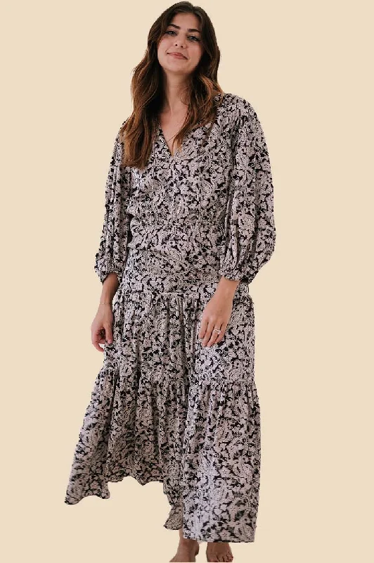 Current Air Lily Deep Paisley Print Maxi Dress Casual Maxi Dress with Pockets