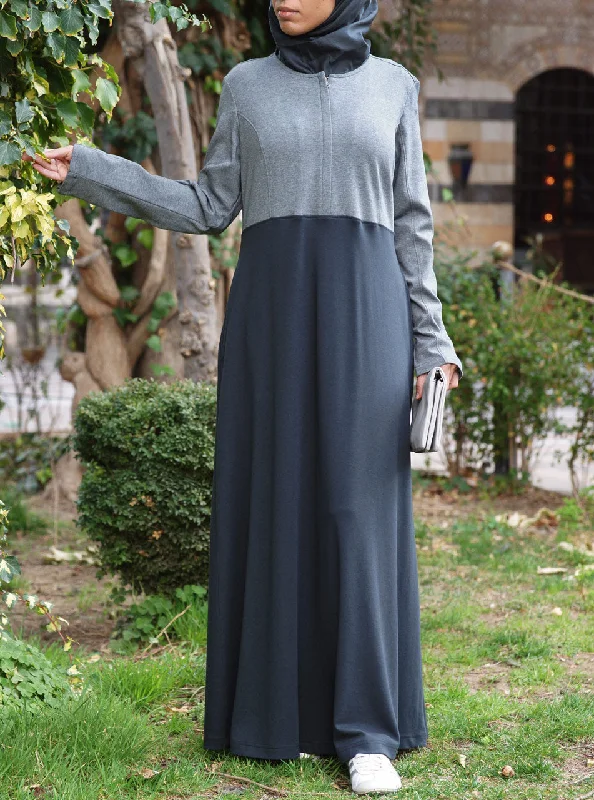 Jersey Zipped Maxi Dress Elegant Maxi Dress with Belt