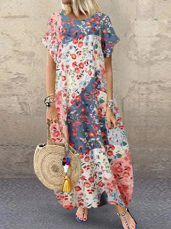 Loose Holiday Baggy Maxi Dress With Pocket Trendy Maxi Dress with Bow
