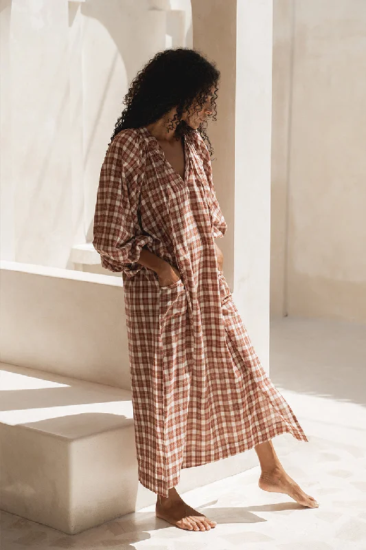 Poet Maxi Dress ~ Red Clay Fashionable Faux Wrap Maxi Dress