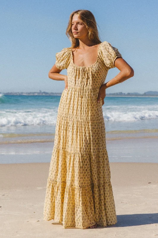 Sita Maxi Dress ~ Daffodil Elegant Tiered Maxi Dress