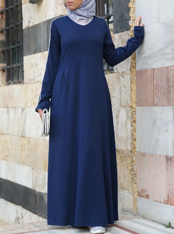 Striped V-Neck Active Maxi Dress Stylish Off-Shoulder Maxi Dress