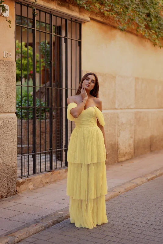 Sydney Maxi Dress in Yellow Chic Boho Print Maxi Dress